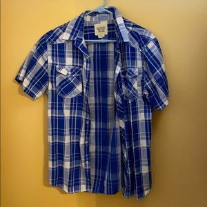 Rustic blue medium men’s button down short sleeve